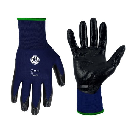 Ge Coated Gloves, Nitrile, Smooth, Royal Blue/Black, S 24 PK GG215S